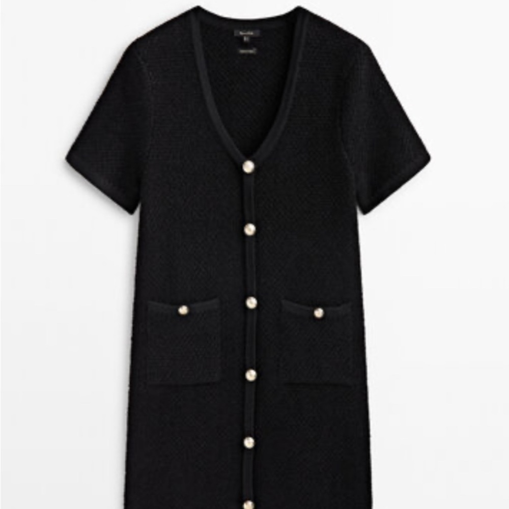 Massimo Dutti  Black Short Sleeve Dress